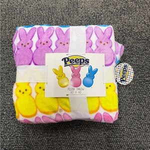 Peeps Plush Throw Blanket - Pink, Yellow, Blue PEEP Pattern